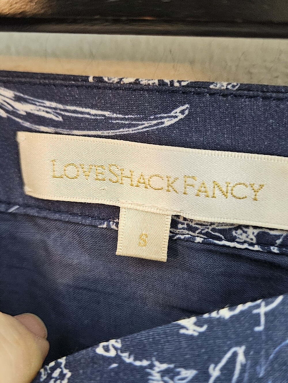 LoveShackFancy Rosetta Toile Print Navy Maxi Midi Skirt Small S Cotton Silk - Picture 7 of 10